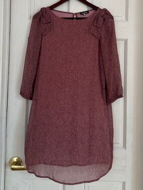 EXPRESS Women's Dusty Mauve Floral Print Tie Shoulder Shift Dress Size M